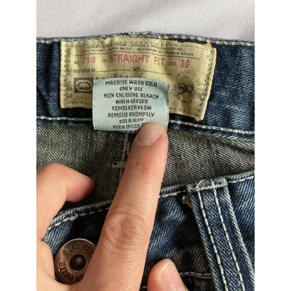 Vtg Ecko Unltd Jeans Men 36x30 Blue Denim 714 Straight Distressed Faded Wash Y2K